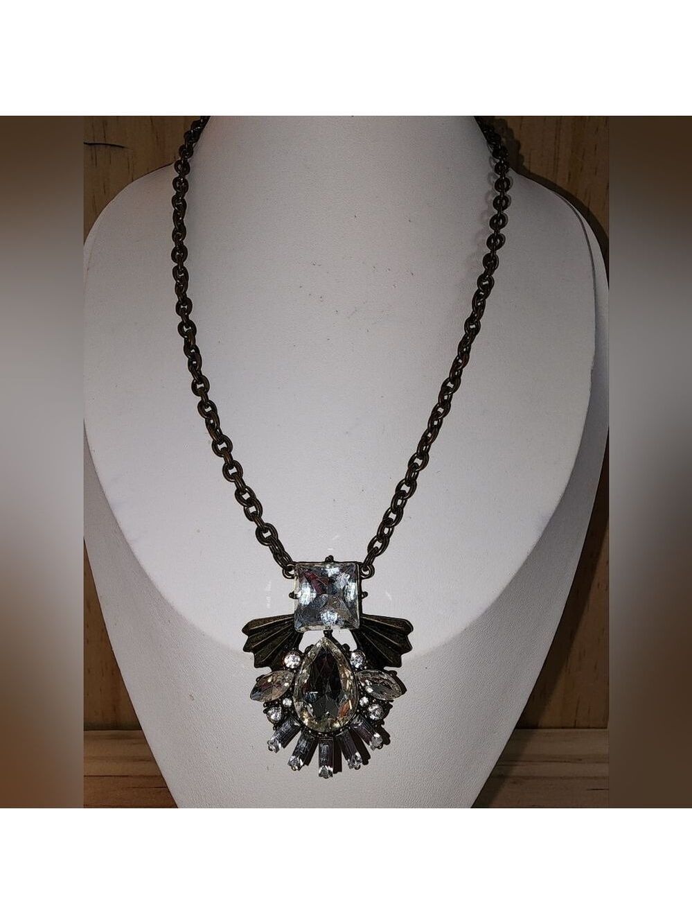 Silver and Black Statement Necklace. 17"